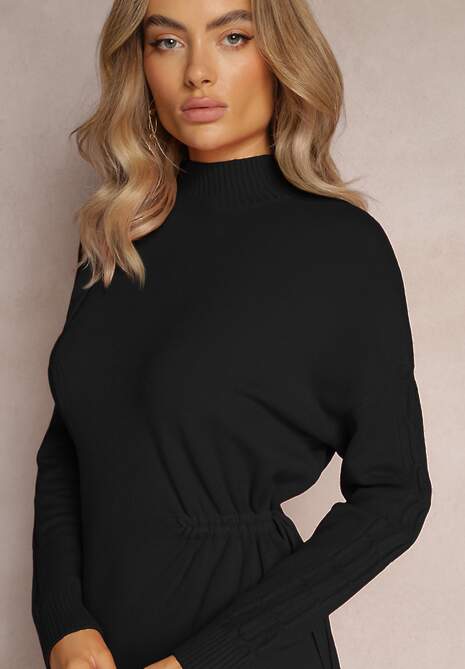 Rochie Neagră Mini Cu Snur în Talie și Mânecă ¾ Agaira 5