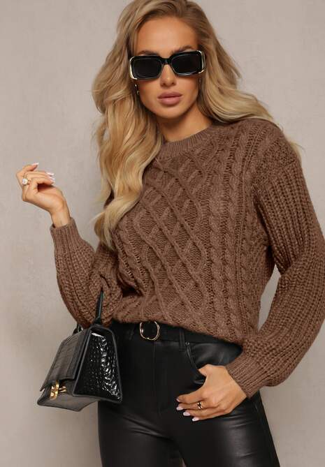 Pulover Maro Cu Impletitura Ornamentală Fariop