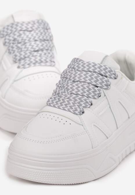 Białe Sneakersy przed Kostkę na Platformie Inovel 5