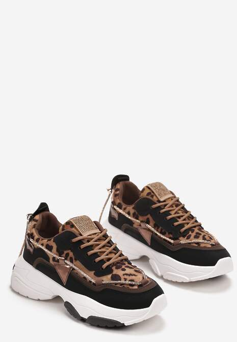 Sneakers Maro cu Pietre Strass pe Talpă Groasă Leinov 4