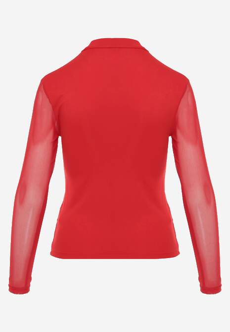 Bluză Roșie cu Decolteu și Mâneci din Plasă Lunesa 7