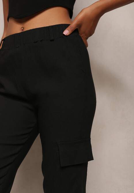 Pantaloni negri din bumbac cu elastic în talie Elan 5