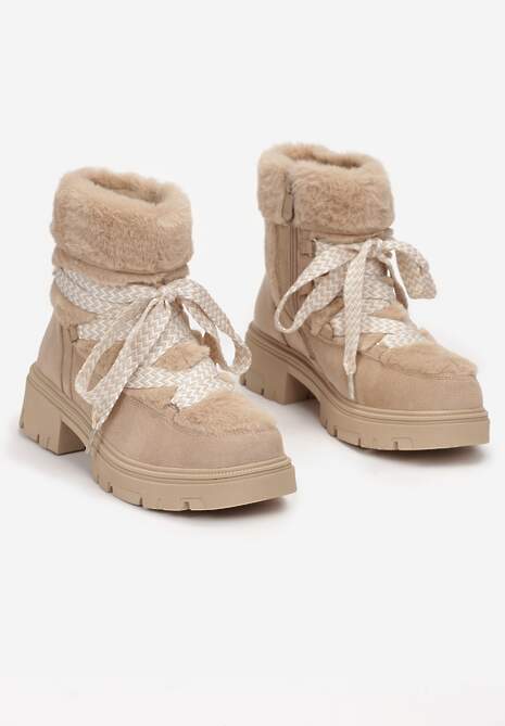 Botine Bej Închis cu Blană Naelufa 4