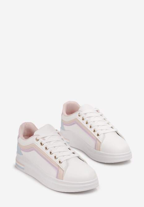 Sneakers Alb-Roz cu Sclipici pe Talpă Plată până la Gleznă Eshene 4
