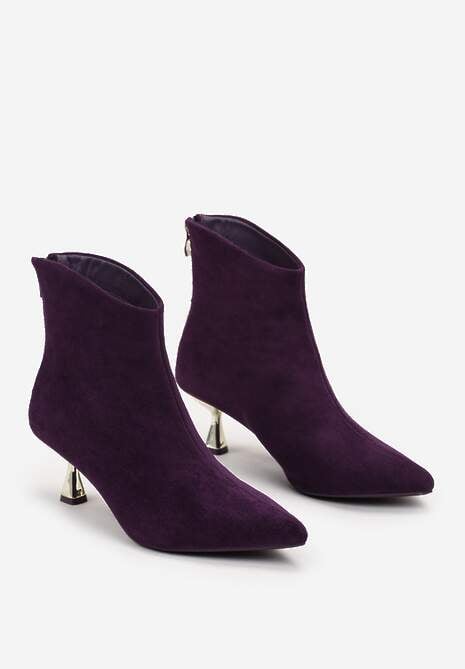 Fioletowe Botki na Klepsydrowym Metalicznym Obcasie Lectorra 4