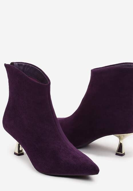 Fioletowe Botki na Klepsydrowym Metalicznym Obcasie Lectorra 5
