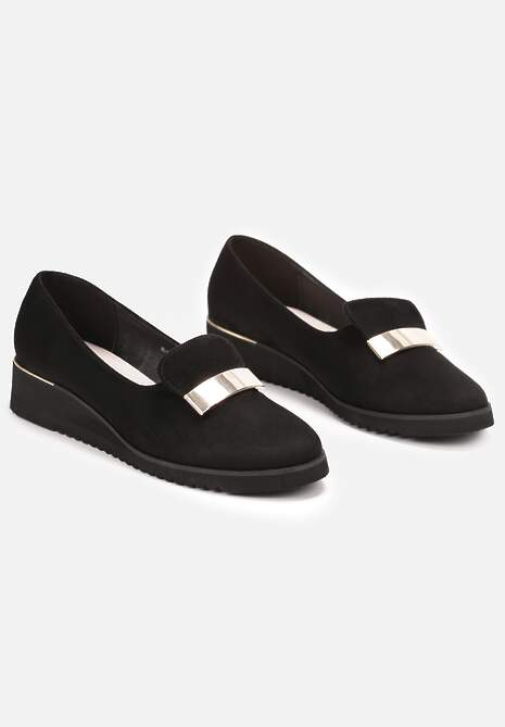 Mocasini Negri Slip-On Imitatie De Piele Întoarsă Cu Aplicații Metalice Vinza 4