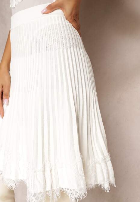 Biała Spódnica Mini Rozkloszowana z Gumką w Talii Saniurio 5