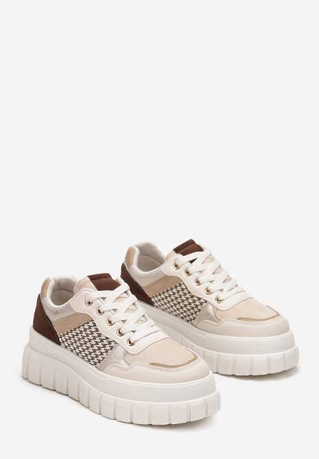 Beżowe Sneakersy na Platformie z Wycięciami Angeliki 4