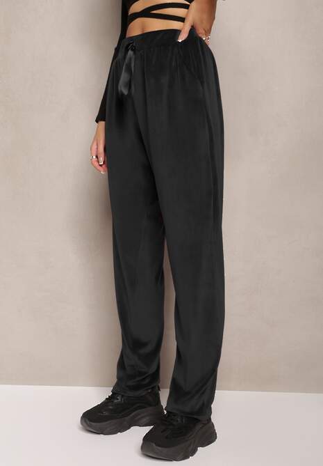 Pantaloni din Catifea Negri cu Picior Larg Heliotte 4