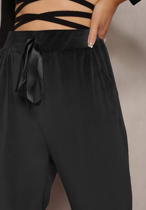Pantaloni din Catifea Negri cu Picior Larg Heliotte 5