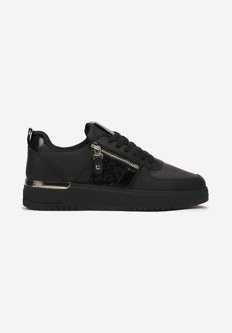 Czarne Sneakersy z Metaliczną Wstawką Guustene 4