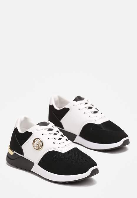 Sneakerși Alb-Negri cu Inserție Metalică Almaide 4