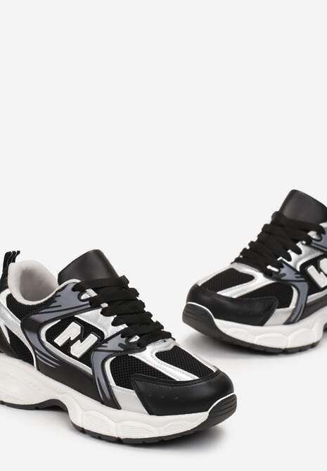 Sneakerși negri Kaolene cu șireturi pe talpă groasă 5