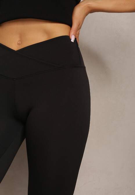 Czarne Legginsy z Szeroką Kopertową Gumką w Talii Onilene 5
