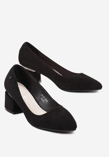 Negre Clasice Pantofi din piele intoarsa ecologica cu brant din piele Carmela 4
