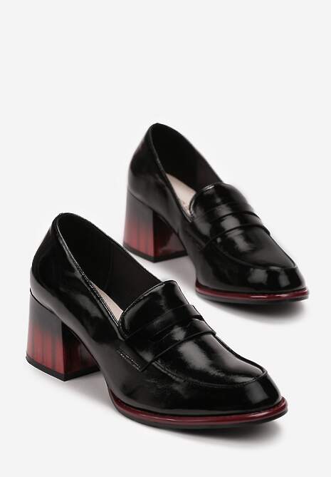 Negre Lac Pantofi cu Toc cu Brant din Piele Naturală Vlekada 4