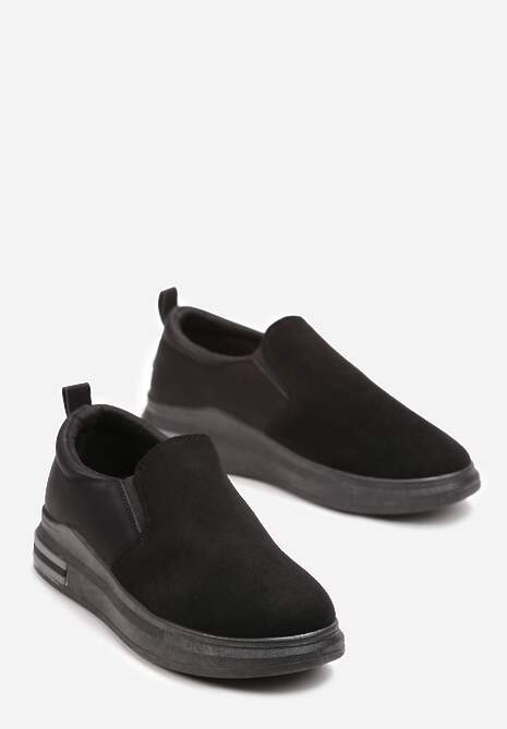 Czarne Sneakersy przed Kostkę Wsuwane na Grubej Podeszwie Sellavi 4