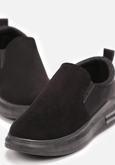 Czarne Sneakersy przed Kostkę Wsuwane na Grubej Podeszwie Sellavi 5