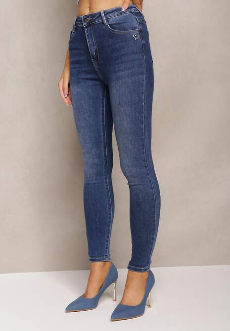 Niebieskie Jeansy o Fasonie Skinny Ajonis 4
