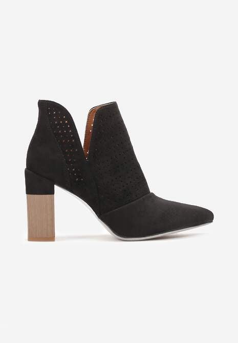 Botine Negre Cu Decupaje Si Toc Bloc Decorativ Belline 4