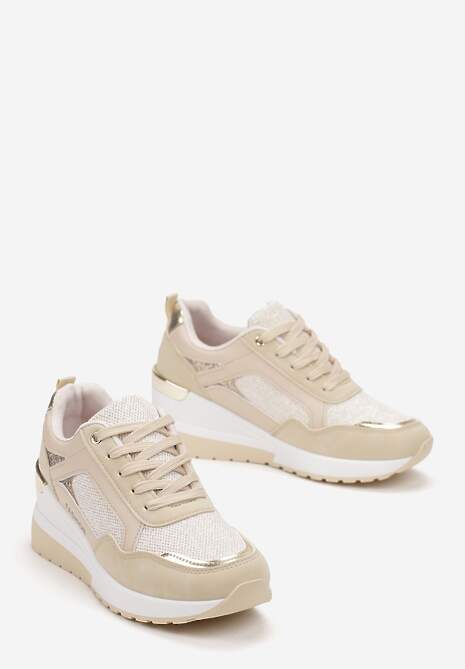 Sneakers Bej pe Platformă cu Sclipici Mairaves 4
