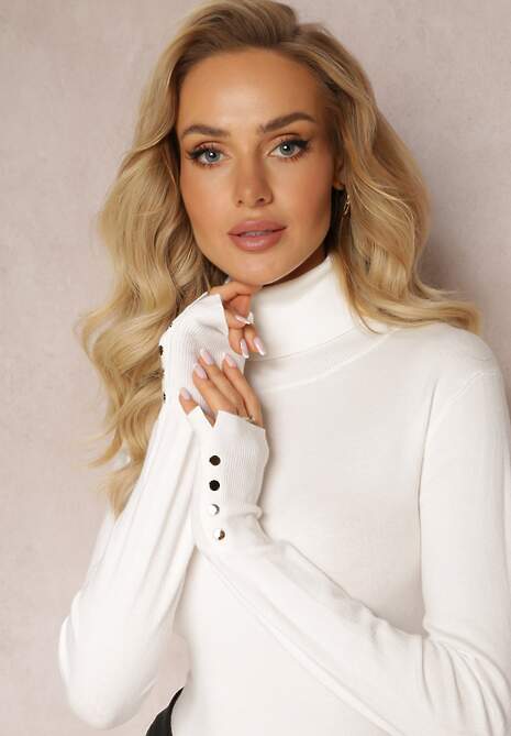 Biały Casualowy Golf o Klasycznym Fasonie Tatona 5