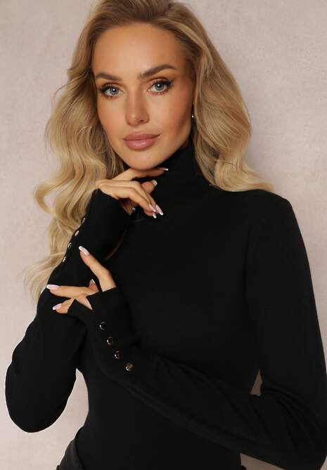 Czarny Casualowy Golf o Klasycznym Fasonie Tatona 5