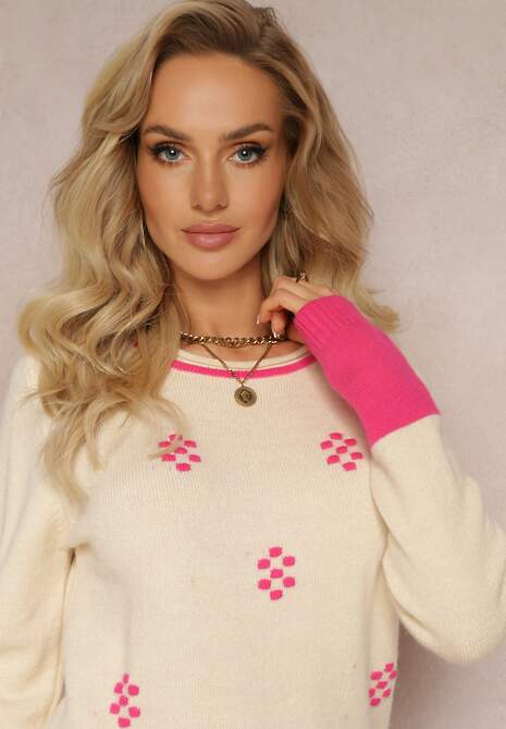 Pulover bej deschis cu buline mici din lână angora Liname 5