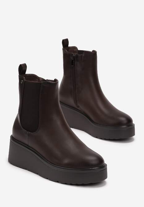 Botine maro în stil rock cu platformă Nentona 4