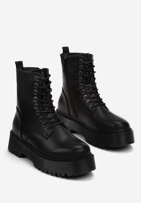 Ghete negre stil worker pe platformă Maialen 4