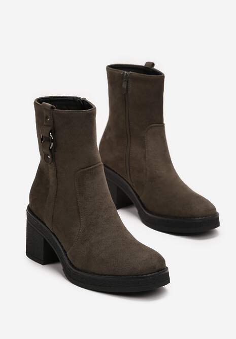 Botine Verzi cu Toc Bloc și Cataramă Decorativă Evandra 4