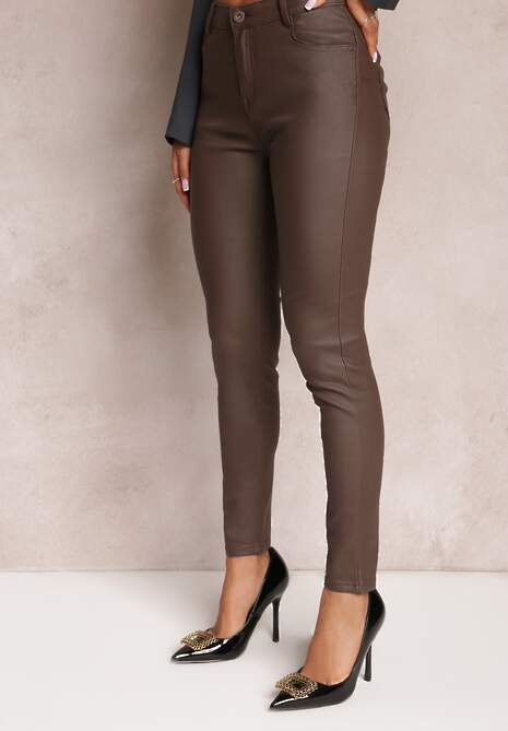 Pantaloni Skinny Maro din Piele Ecologica Operwena 4