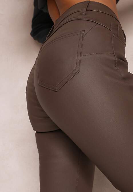 Pantaloni Skinny Maro din Piele Ecologica Operwena 5