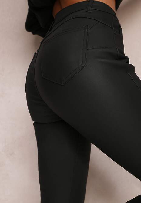Czarne Spodnie Skinny z Ekoskóry Operwena 5
