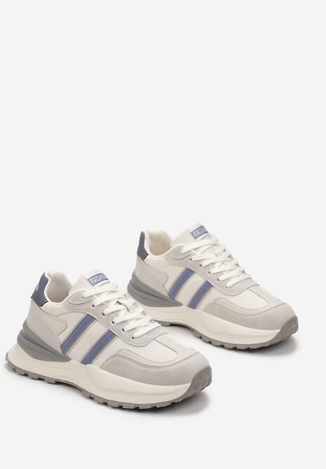 Sneakerși bej-albaștri Esaias cu talpă groasă până la gleznă 4