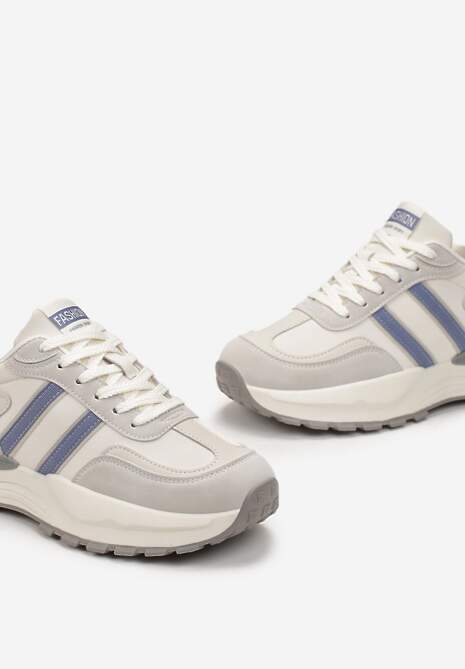 Sneakerși bej-albaștri Esaias cu talpă groasă până la gleznă 5