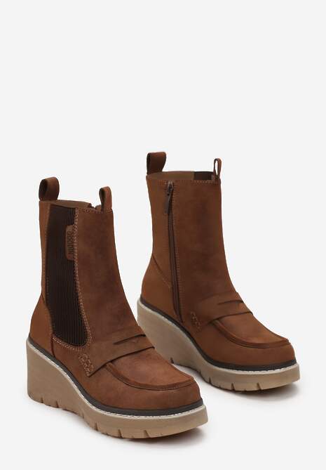 Botine maro cu platformă și bandă elastică Tiaeve 4