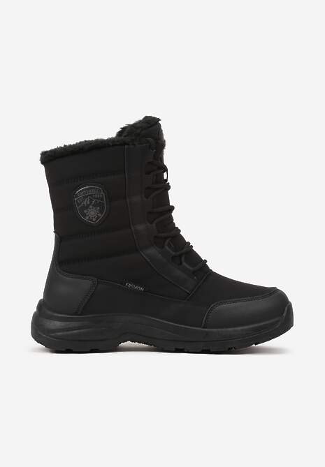 Ghete de zăpadă negre cu talpă groasă și șireturi decorative Scorpias 4