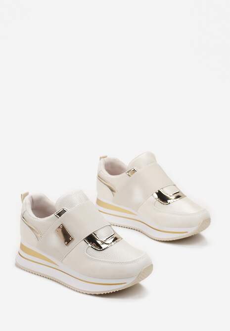 Sneakerși Bej pe Talpă Groasă cu Bandă Elastică Decorativă Iivonen 4