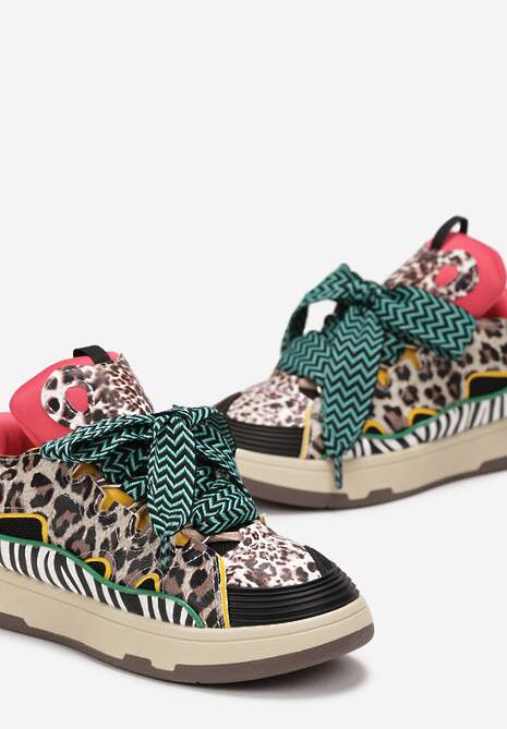 Brązowe Sneakersy z Dekoracyjnym Sznurowaniem i Wstawką na Języku Cristen 5