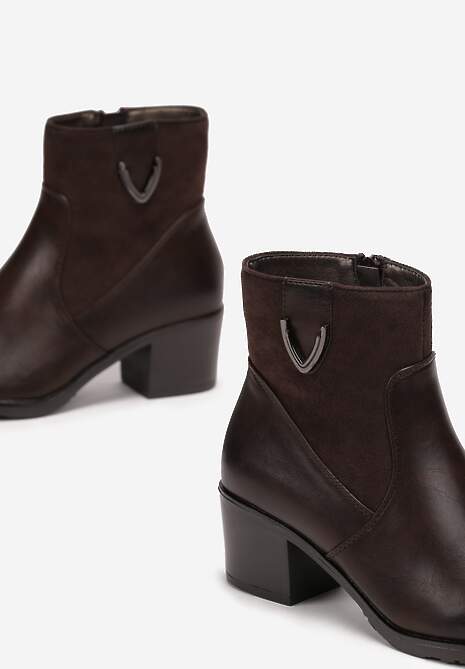Botine maro cu toc și cataramă laterală Diaphone 5