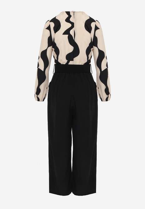 Salopetă lungă bej cu curea și decolteu în V Johnatho 7