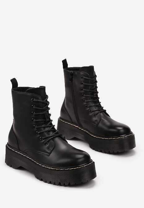 Botine negre pe platformă în stilul muncitorilor Marixana 4