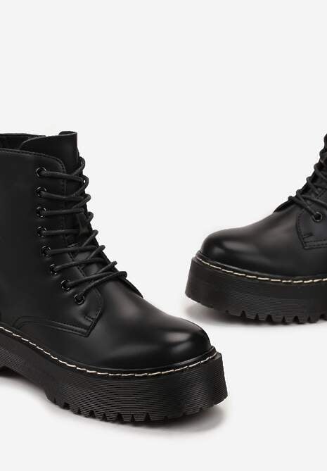 Botine negre pe platformă în stilul muncitorilor Marixana 5