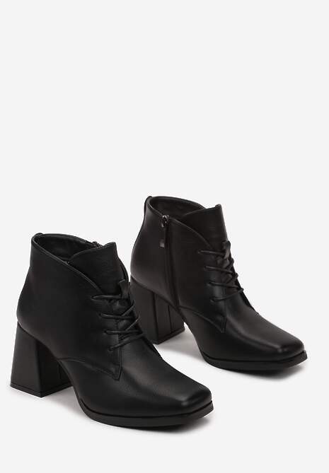 Botine Negre cu Toc Bloc din Piele Ecologică Alirenna 4