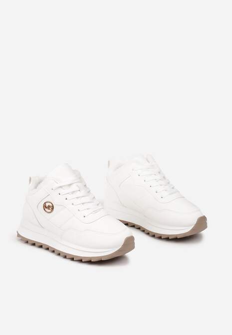 Białe Ocieplane Sneakersy na Platformie Appopis 5