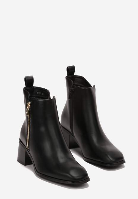 Botine Negre cu Toc Pătrat și Fermoar Decorativ Mailei 4