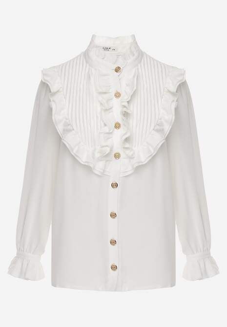 Cămașă albă cu volan decorativ și jabou Hansina 6