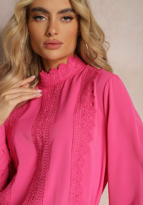 Bluză Fucsia cu Inserții Dantelă Paizlee 5